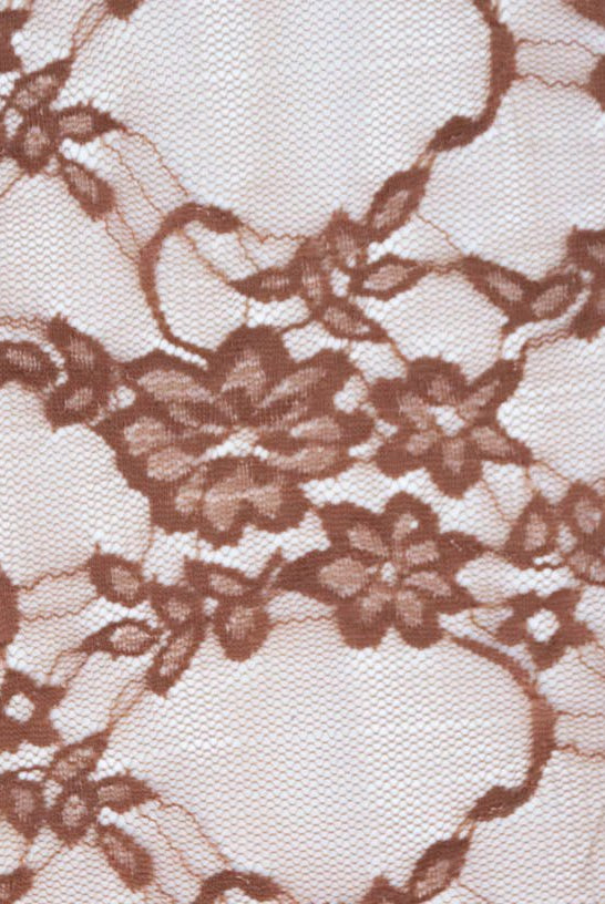 Petite Floral Stretch Lace in Caramel Brown. SL-108-CRML. - Boho Fabrics