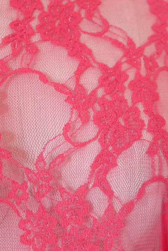 Petite Floral Stretch Lace in Coral. SL-108-CRL. - Boho Fabrics