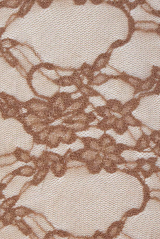 Petite Floral Stretch Lace in Deep Taupe. SL-108-BRWN. - Boho Fabrics