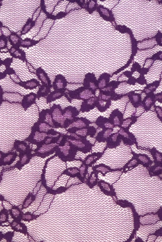 Petite Floral Stretch Lace in Grape Purple. SL-108-PURP. - Boho Fabrics