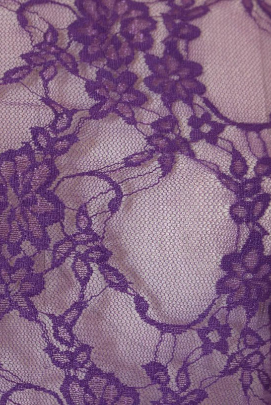 Petite Floral Stretch Lace in Grape Purple. SL-108-PURP. - Boho Fabrics