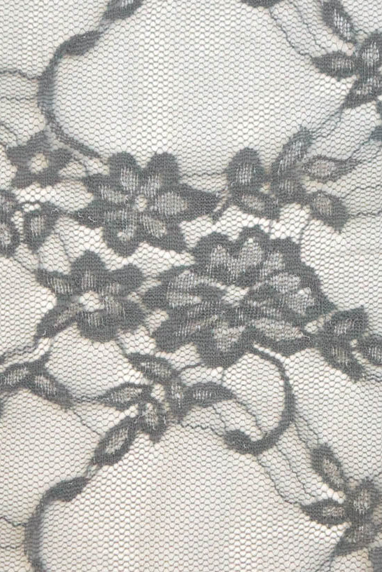 Petite Floral Stretch Lace in Gray. SL-108-GRY. - Boho Fabrics