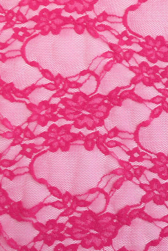 Petite Floral Stretch Lace in Hot Pink. SL-108-HP. - Boho Fabrics
