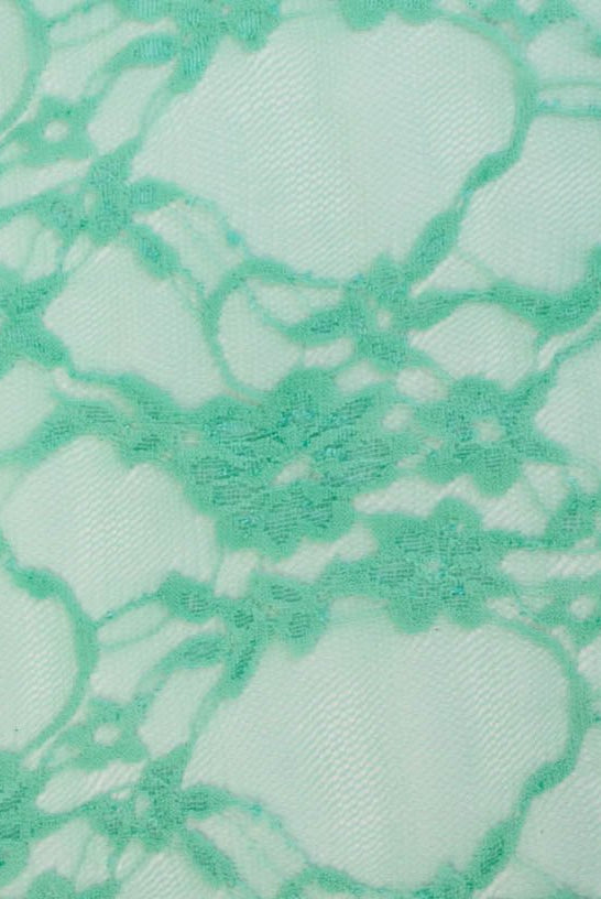 Petite Floral Stretch Lace in Mint. SL-108-MNT. - Boho Fabrics