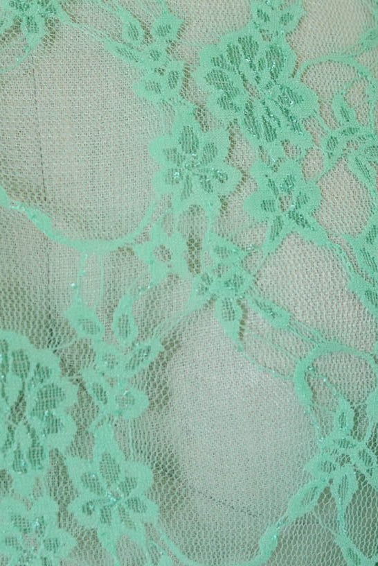 Petite Floral Stretch Lace in Mint. SL-108-MNT. - Boho Fabrics
