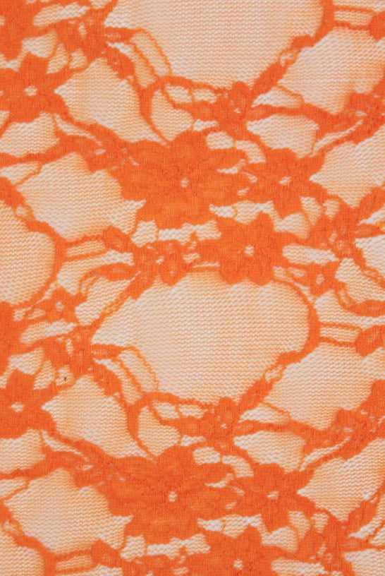 Petite Floral Stretch Lace in Orange. SL-108-ORG. - Boho Fabrics