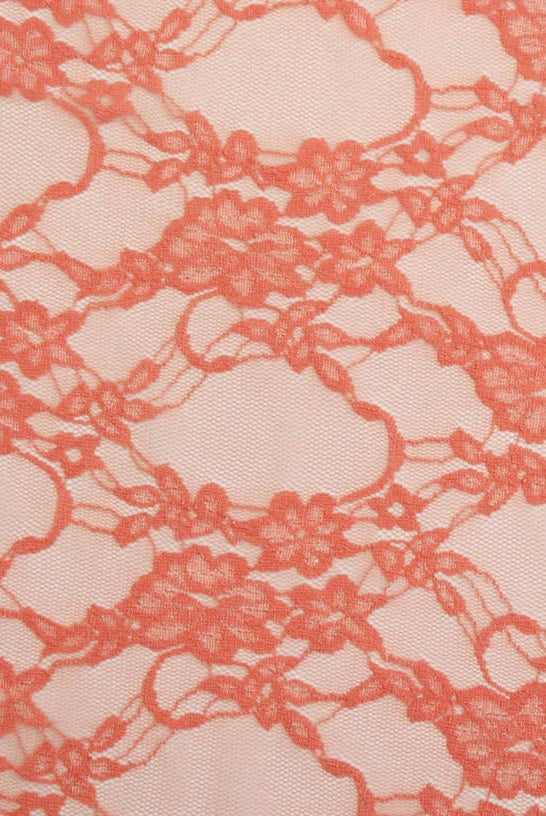 Petite Floral Stretch Lace in Peach. SL-108-PCH. - Boho Fabrics