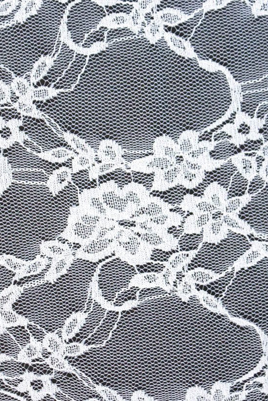 Petite Floral Stretch Lace in Pearl. SL-108-PRL. - Boho Fabrics