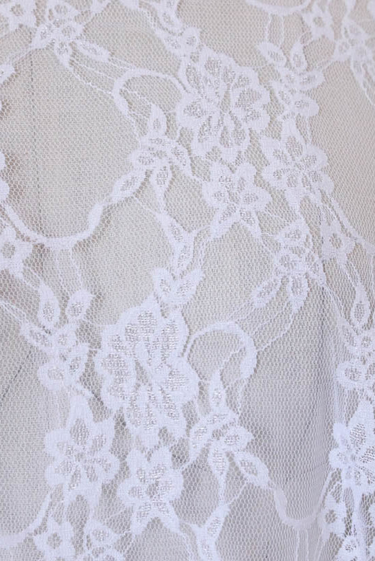 Petite Floral Stretch Lace in White. SL-108-WHT. - Boho Fabrics