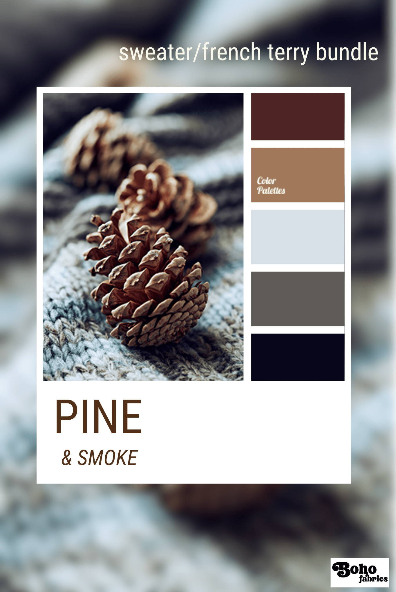 Pine & Smoke, Sweater/French Terry Knit Palette Bundle - Boho Fabrics - Fabric Bundles