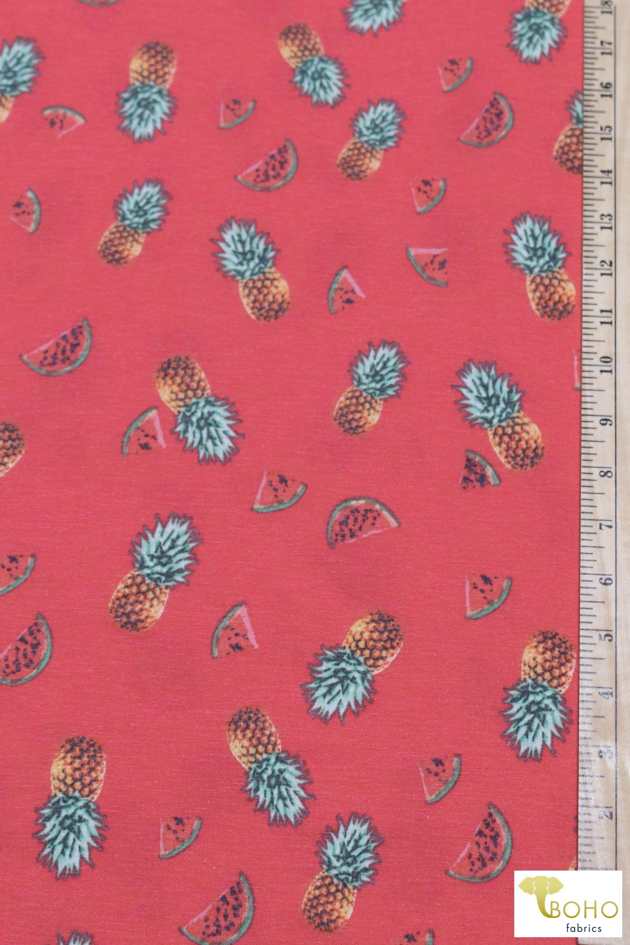 Pineapples & Watermelon, French Terry Knit Print. FTP-329 - Boho Fabrics