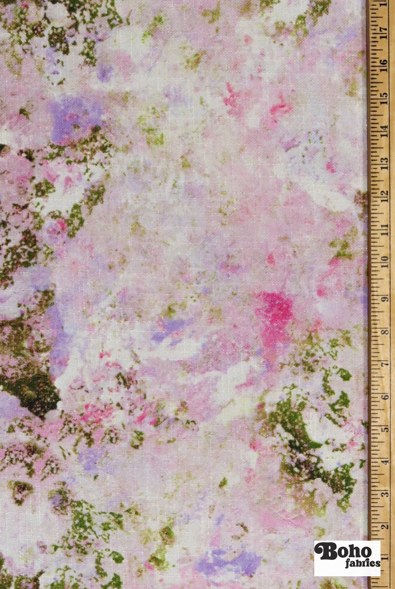 Pink Abstract Pressed Floral Burst Linen-Look Canvas Woven Fabric - Boho Fabrics - Home Dec. & Upholstery Fabric