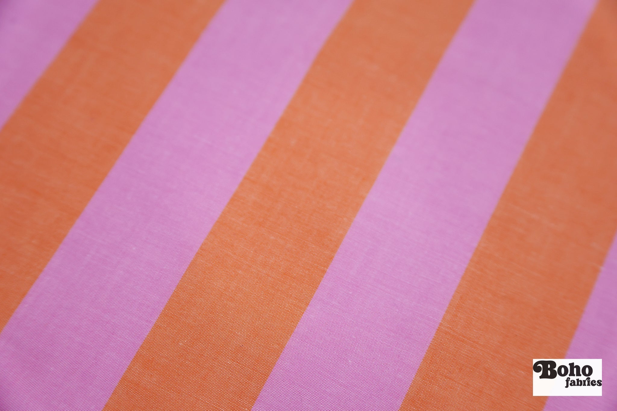 Pink and Orange 1 3/8" Wide Striped Cotton Shirting Woven Fabric - Boho Fabrics - Woven, Fabric