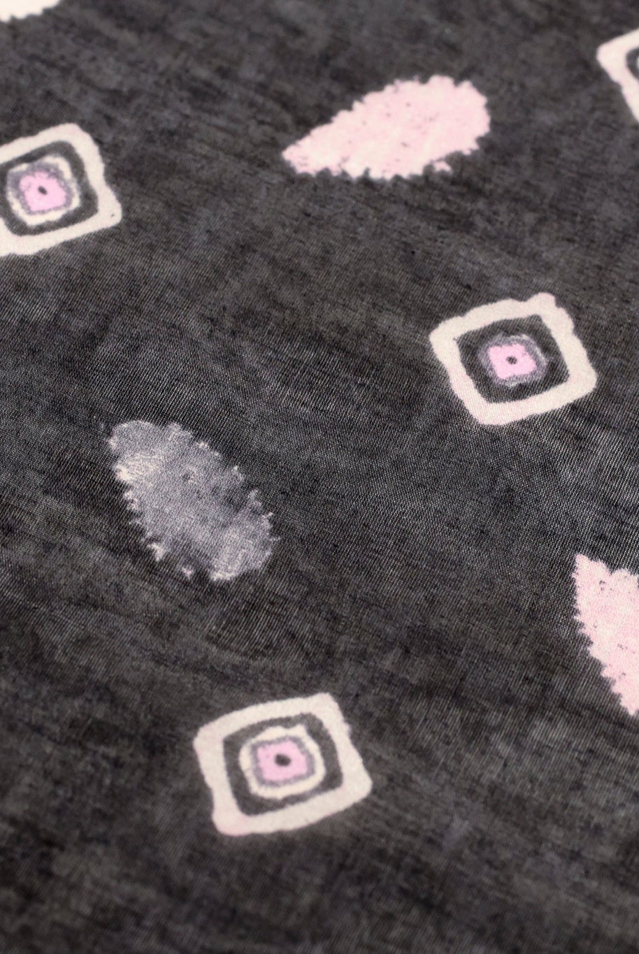 Pink & Black Concentric Diamonds Silk Fabric Pre - Cuts - Boho Fabrics - Woven Fabric