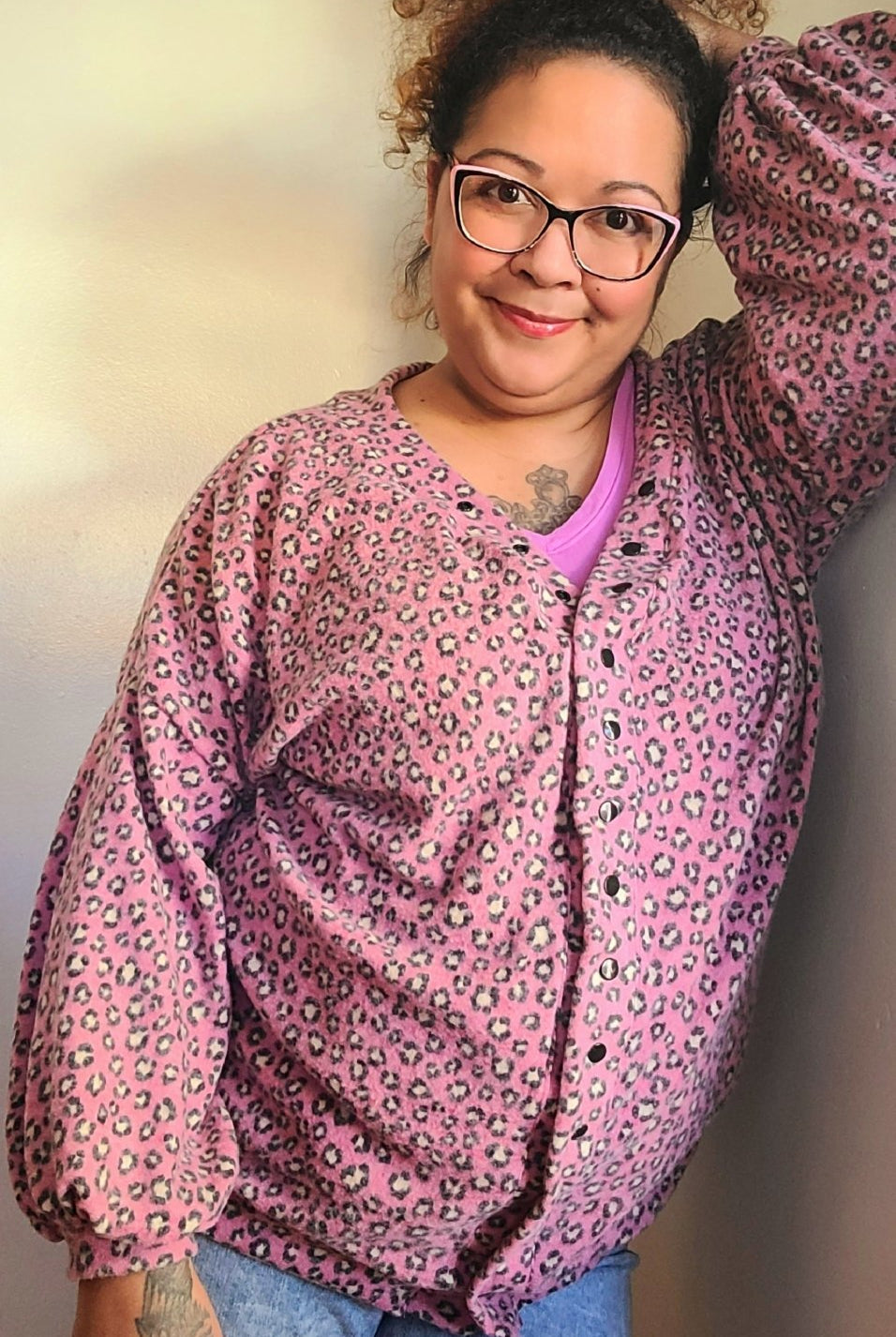 Pink Cheetah, Printed Brushed Sweater Knit Fabric - Boho Fabrics - Sweater Prints, Knit Fabric