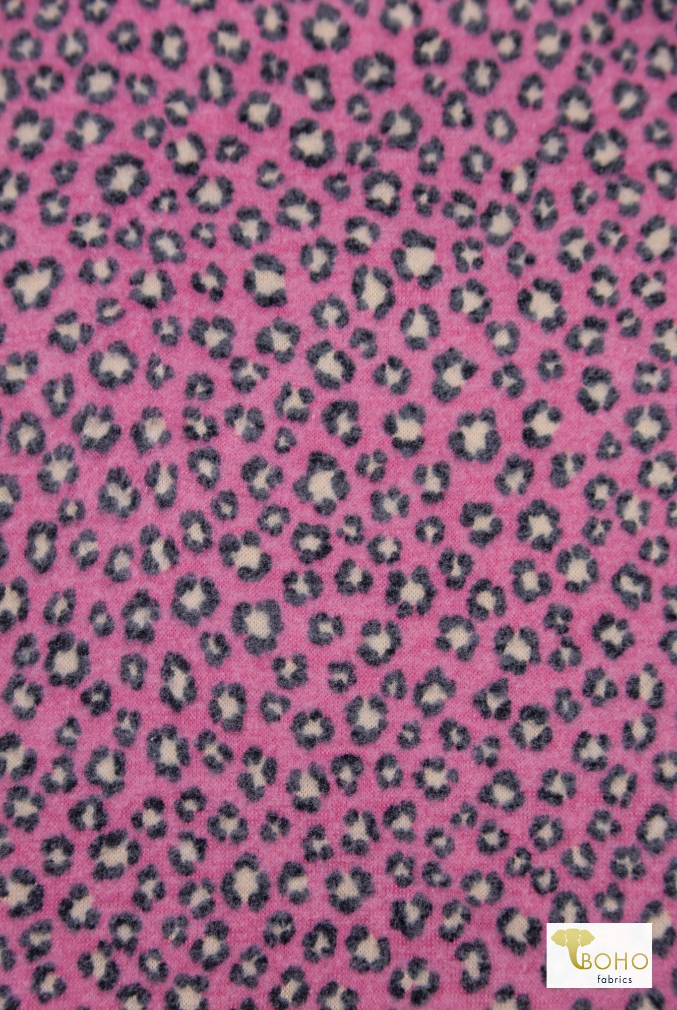 Pink Cheetah, Printed Brushed Sweater Knit Fabric - Boho Fabrics - Sweater Prints, Knit Fabric
