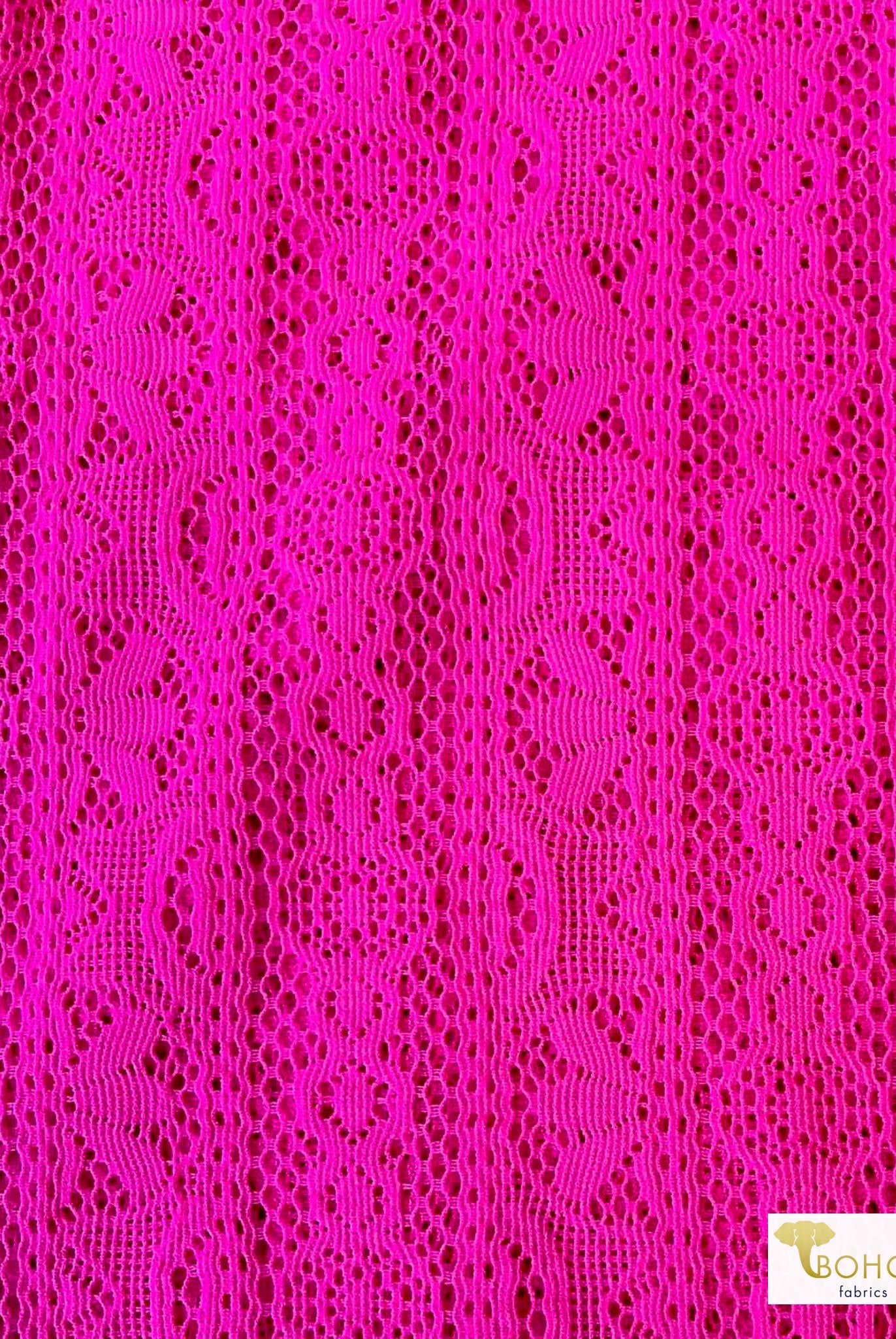 Pink Doilies, Stretch Lace Knit Fabric - Boho Fabrics - Stretch Lace Fabric
