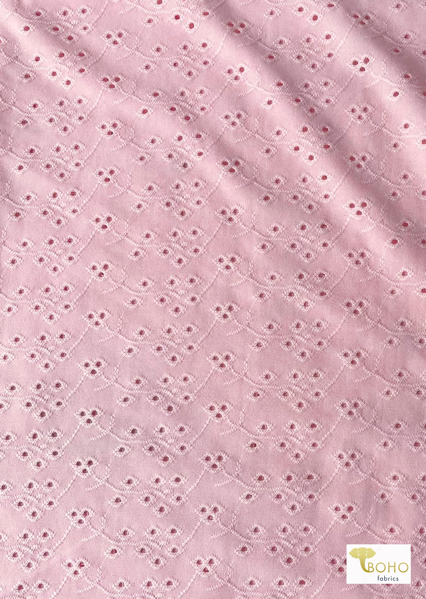 Pink, Eyelet Knit Fabric - Boho Fabrics - Jacquard Knit Fabric