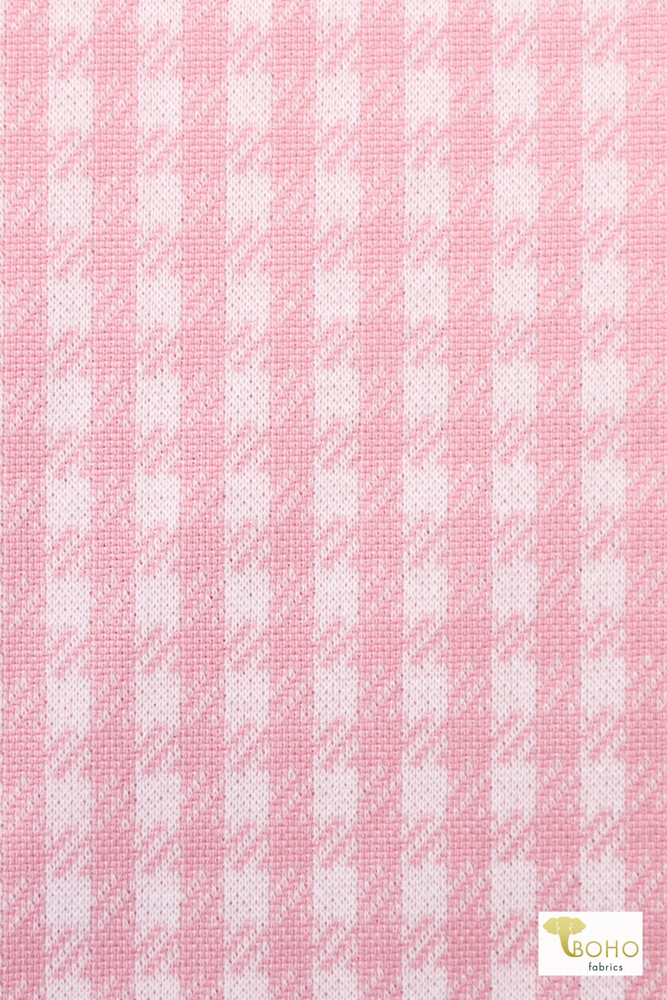 Pink Gingham, Jacquard Print Knit Fabric - Boho Fabrics