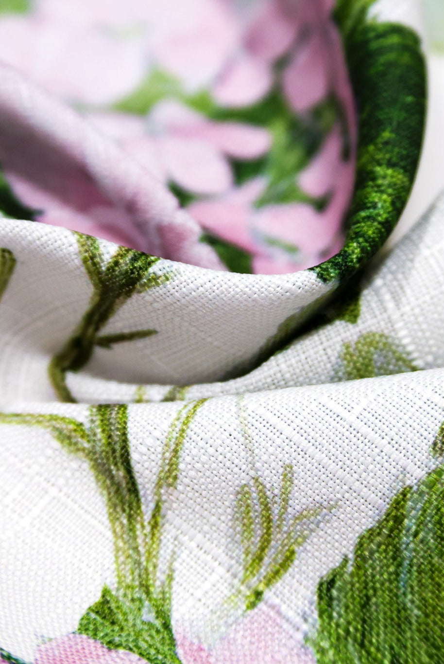Pink Hydrangeas Linen-Look Woven Fabric - Boho Fabrics - Home Dec. & Upholstery Fabric