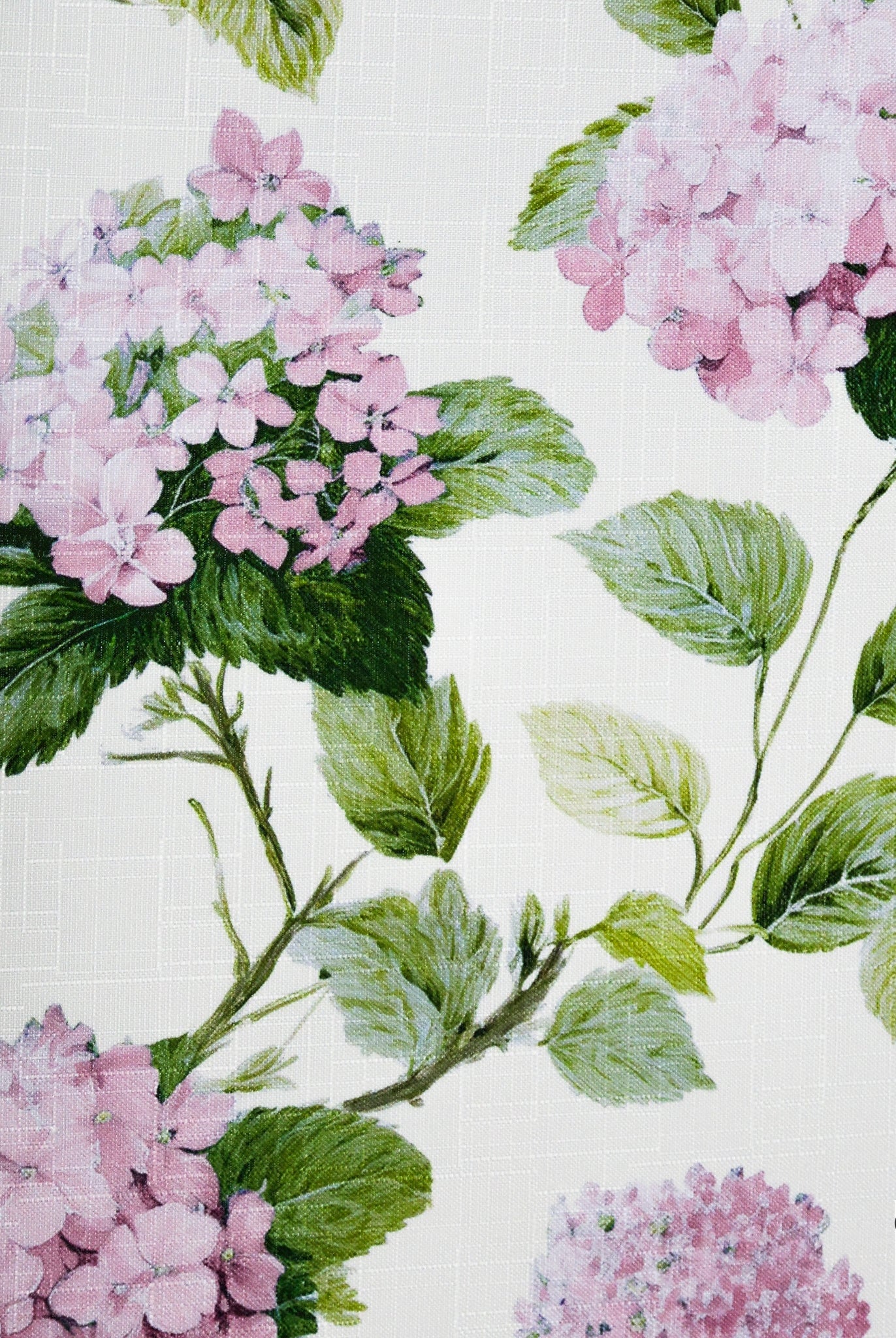 Pink Hydrangeas Linen-Look Woven Fabric - Boho Fabrics - Home Dec. & Upholstery Fabric