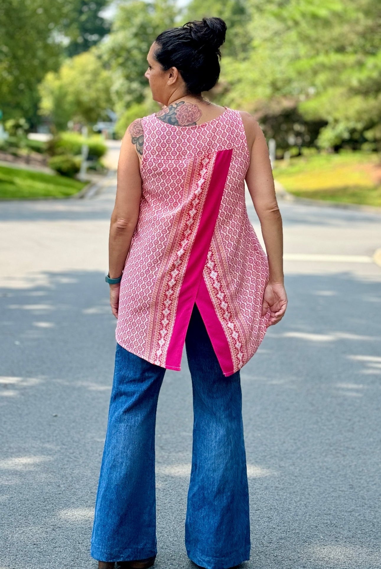 Pink Ibiza, Double Border, Rayon Challis Woven Print - Boho Fabrics - Challis, Woven