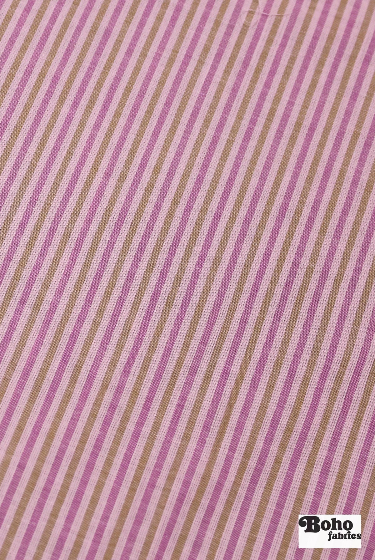 Pink & Khaki Stripes Woven Fabric - Boho Fabrics - Woven Fabric