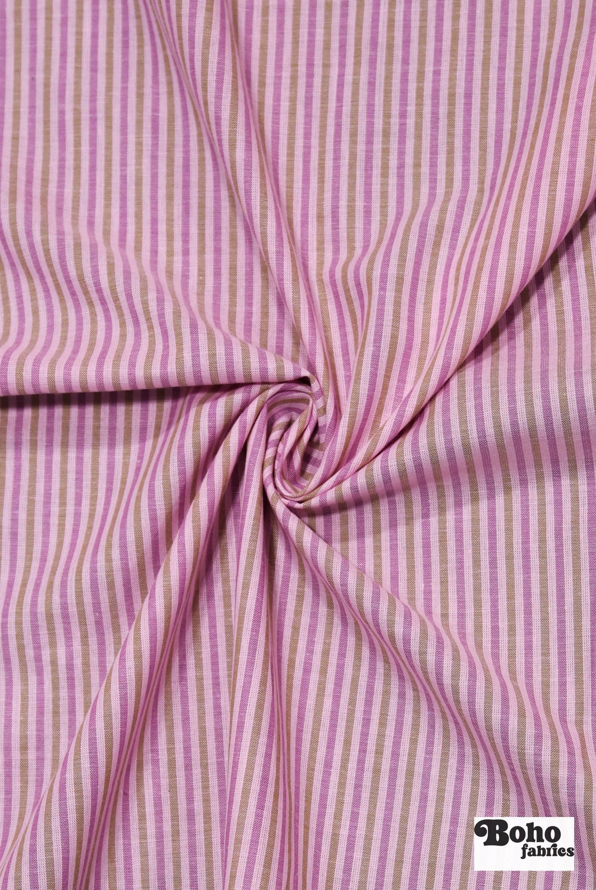 Pink & Khaki Stripes Woven Fabric - Boho Fabrics - Woven Fabric