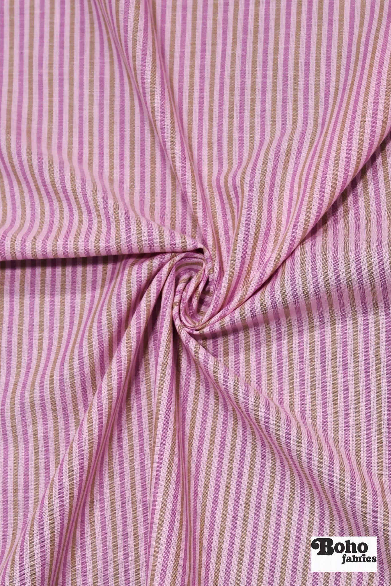 Pink & Khaki Stripes Woven Fabric - Boho Fabrics - Woven Fabric