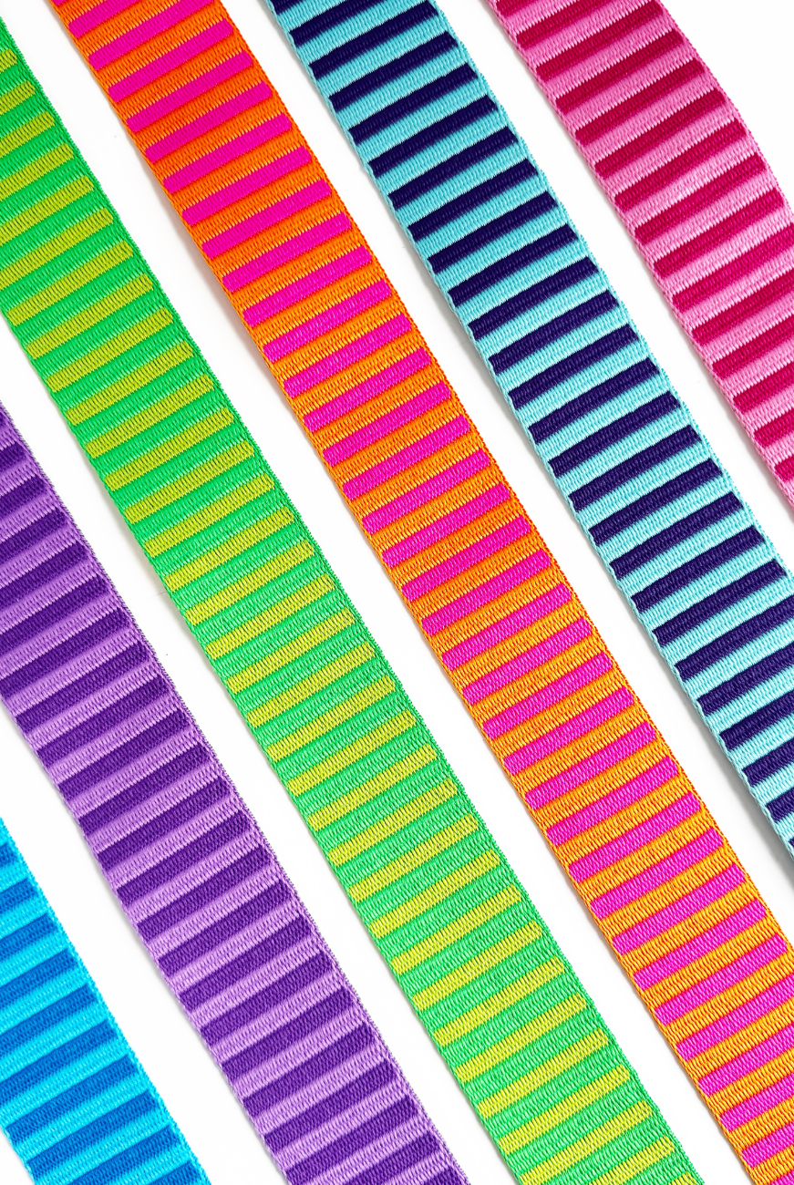Pink & Orange Striped Jacquard Woven Zipper Tape 5 - Boho Fabrics - Zippers
