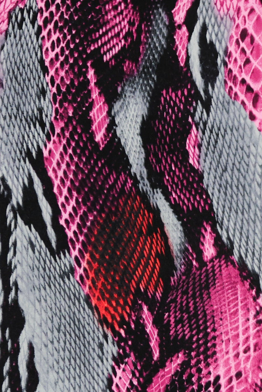 Pink & Red Snake Print, Rayon Spandex Jersey Knit Fabric - Boho Fabrics - Rayon Jersey Solid, Knit Fabric