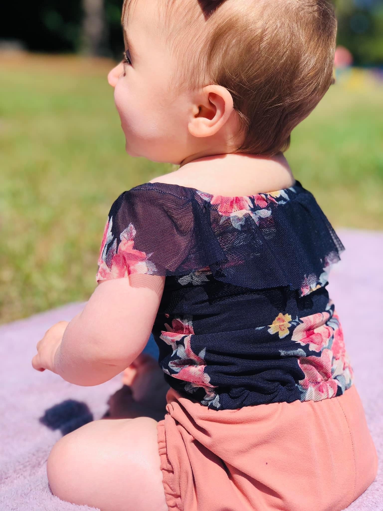 Pink Roses on Navy. Stretch Mesh Print. - Boho Fabrics