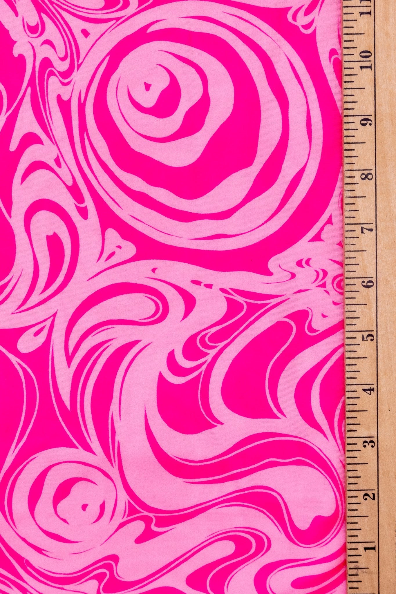 Pink Swirls, Printed Athletic Knit Fabric - Boho Fabrics - Athletic Knit Fabric