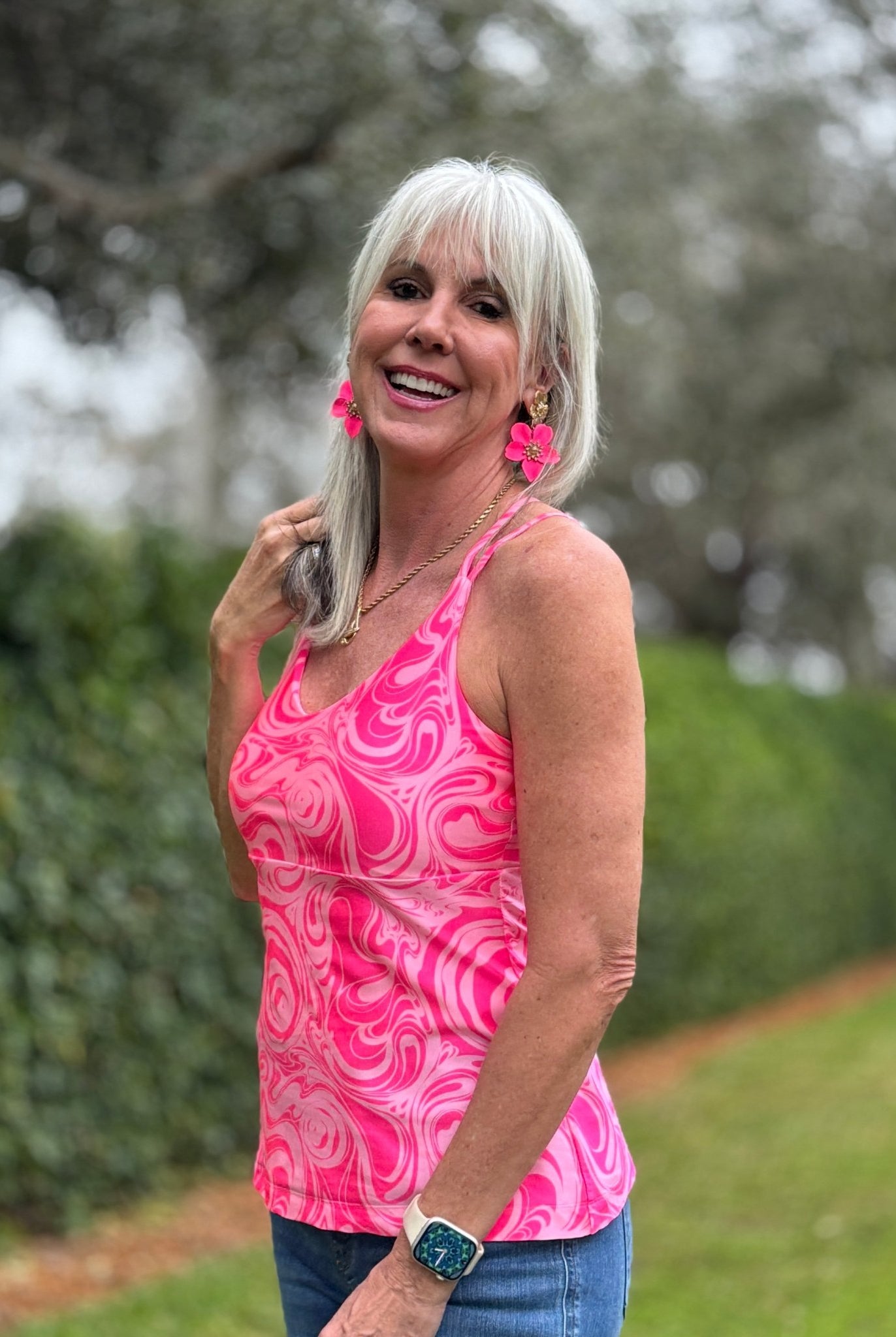 Pink Swirls, Printed Athletic Knit Fabric - Boho Fabrics - Athletic Knit Fabric