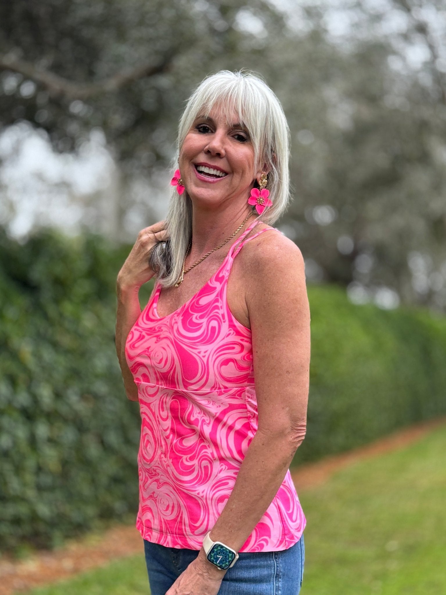 Pink Swirls, Printed Athletic Knit Fabric - Boho Fabrics - Athletic Knit Fabric