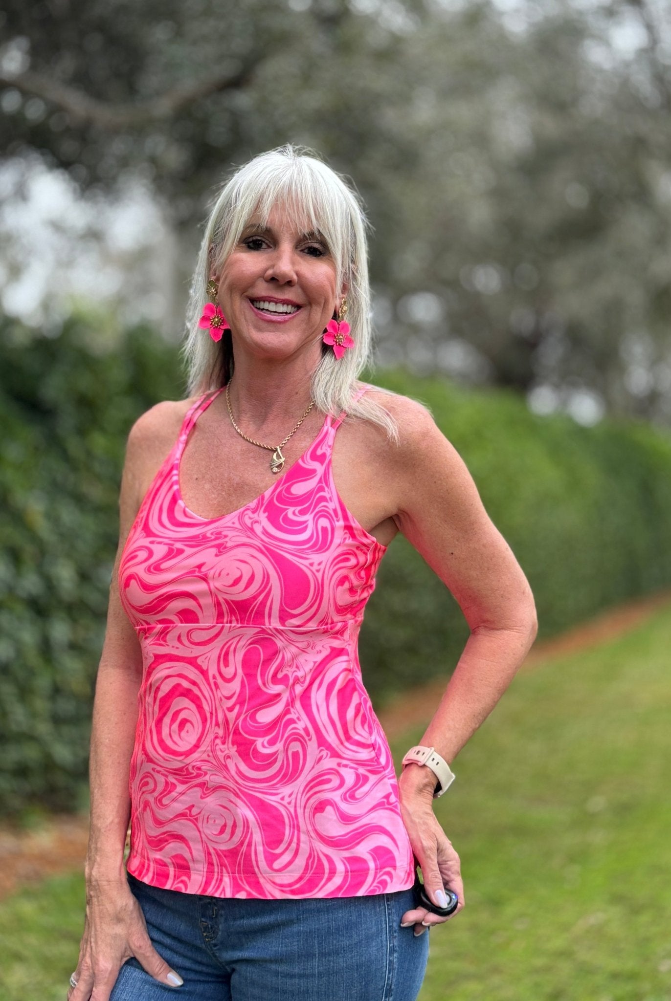 Pink Swirls, Printed Athletic Knit Fabric - Boho Fabrics - Athletic Knit Fabric