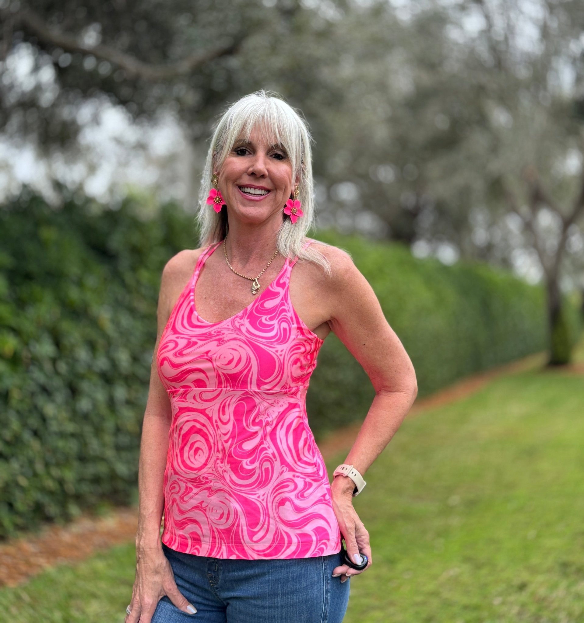 Pink Swirls, Printed Athletic Knit Fabric - Boho Fabrics - Athletic Knit Fabric