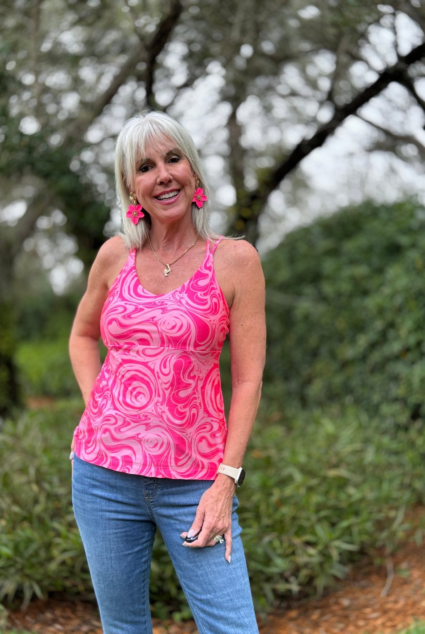 Pink Swirls, Printed Athletic Knit Fabric - Boho Fabrics - Athletic Knit Fabric