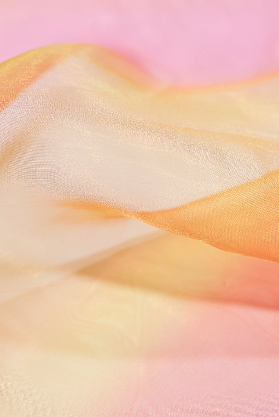 Pink & Yellow Gradient Organza Woven Fabric - Boho Fabrics - Organza, Woven Fabric