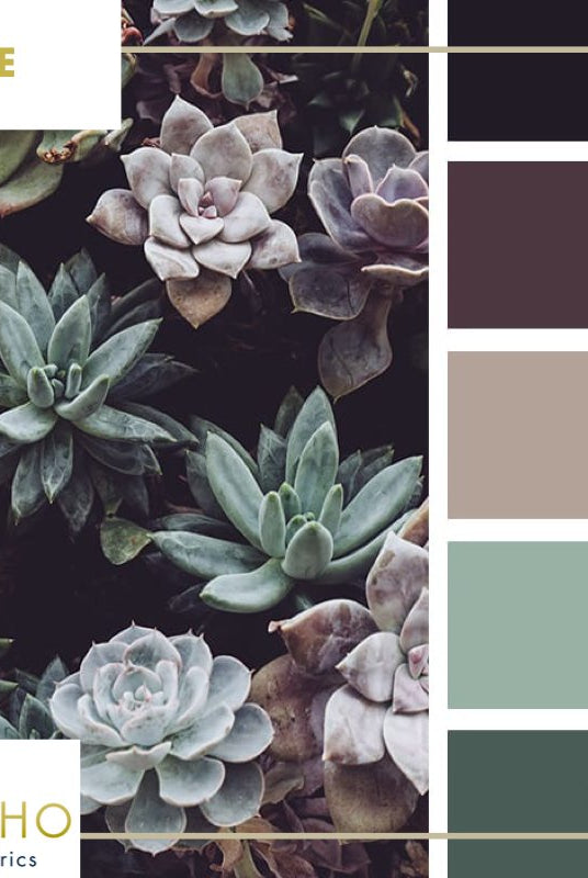 "Plum & Succulents", Mystery Color Palette Box. - Boho Fabrics