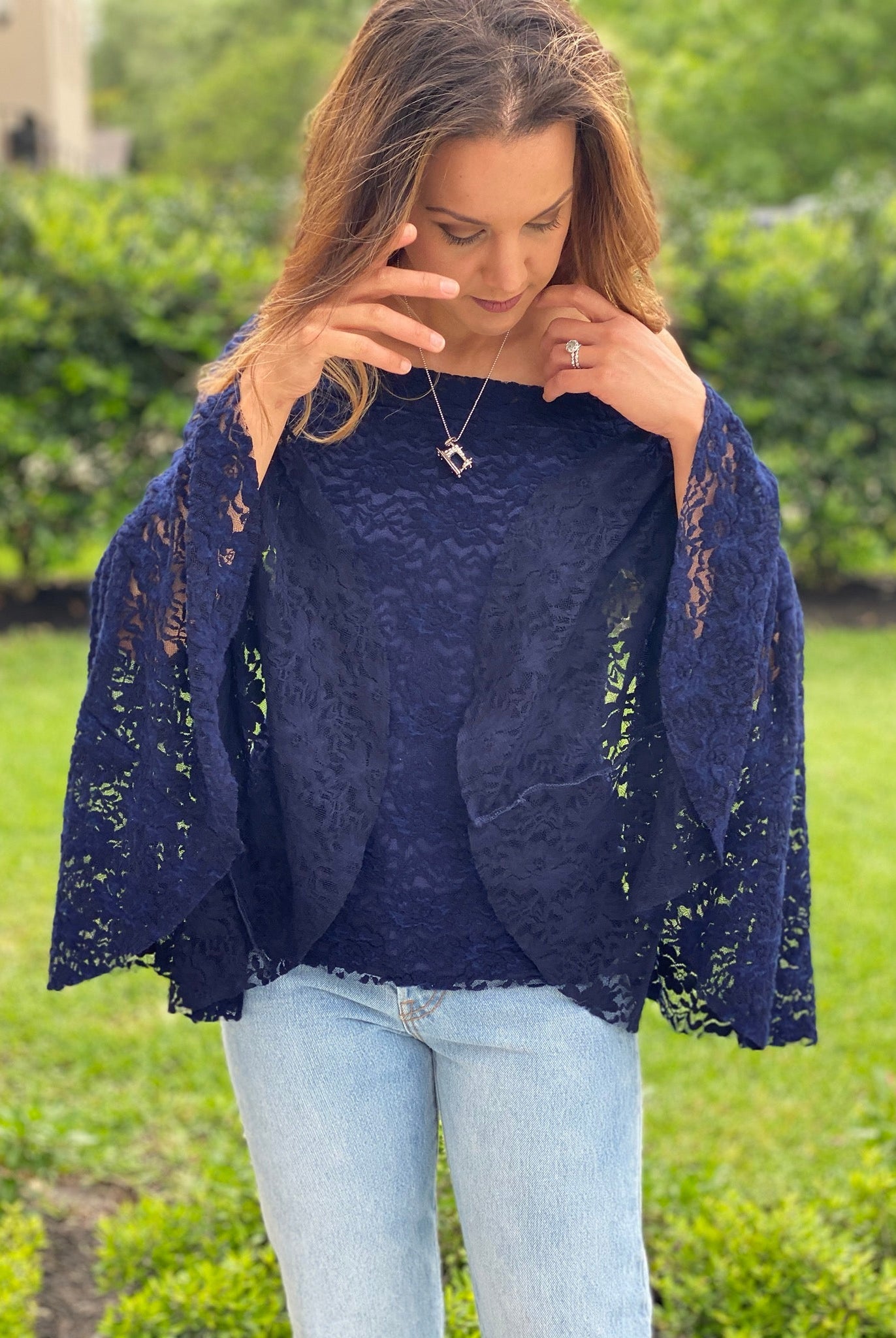 Plush Navy Florals, Stretch Lace. SL-122 - Boho Fabrics