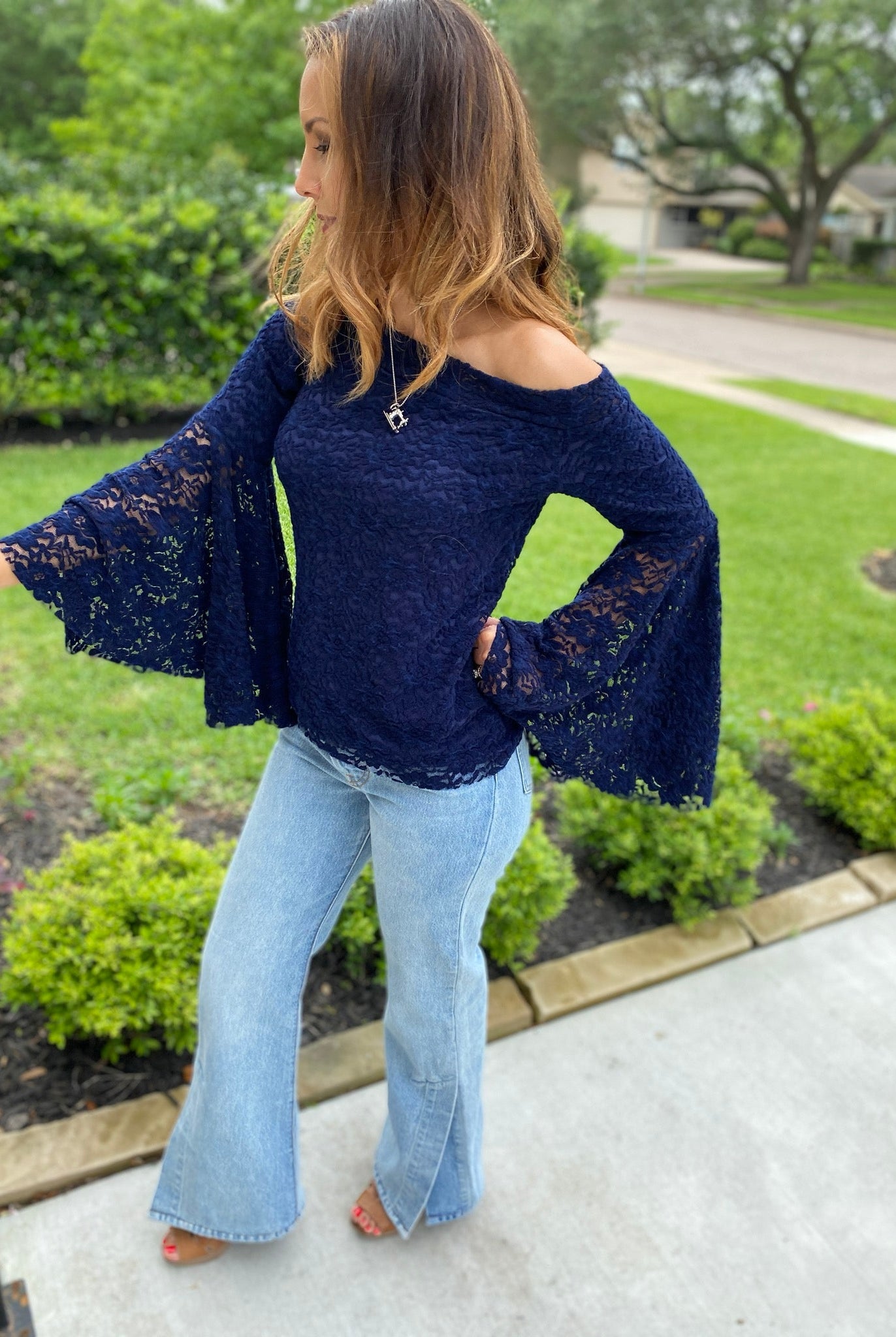 Plush Navy Florals, Stretch Lace. SL-122 - Boho Fabrics