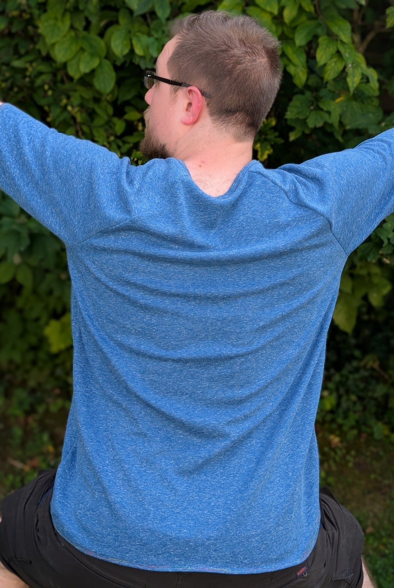 Polartec, Heathered - Blue, Flat Back, Brushed Rib Fabric - Boho Fabrics - Rib Solid, Knit Fabric