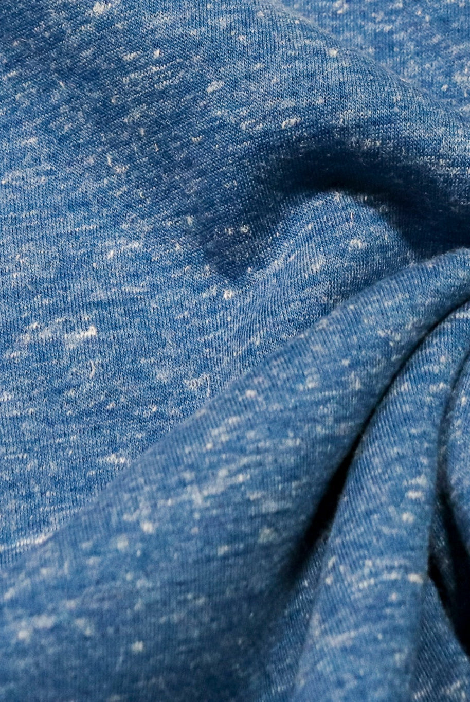 Polartec, Heathered - Blue, Flat Back, Brushed Rib Fabric - Boho Fabrics - Rib Solid, Knit Fabric