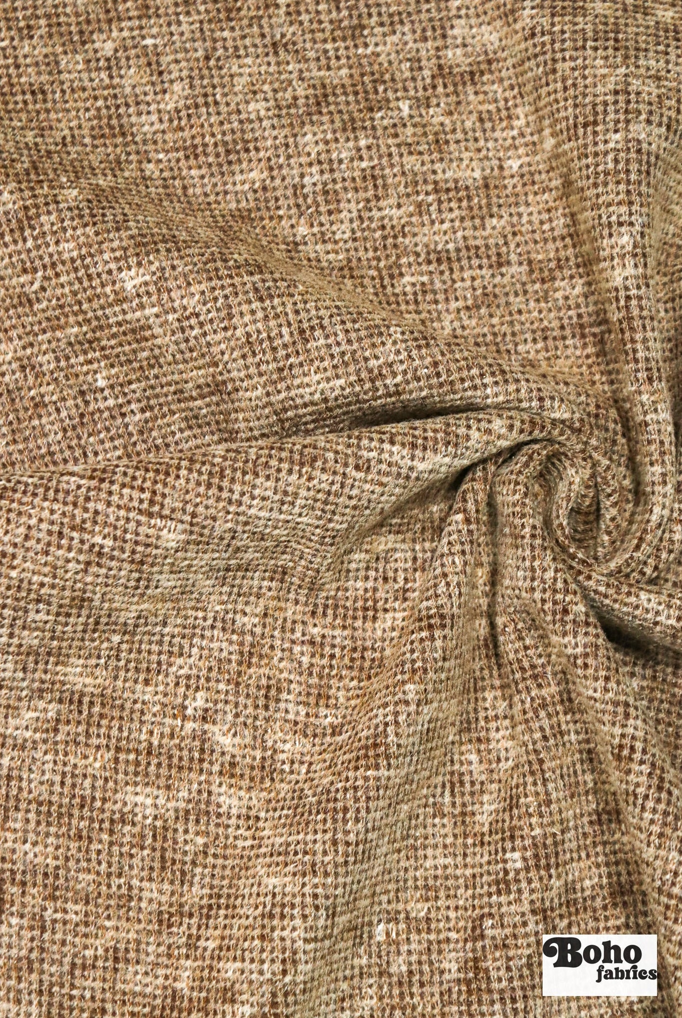 Polartec, Heathered - Brown, Flat Back, Brushed Rib Fabric - Boho Fabrics - Rib Solid, Knit Fabric
