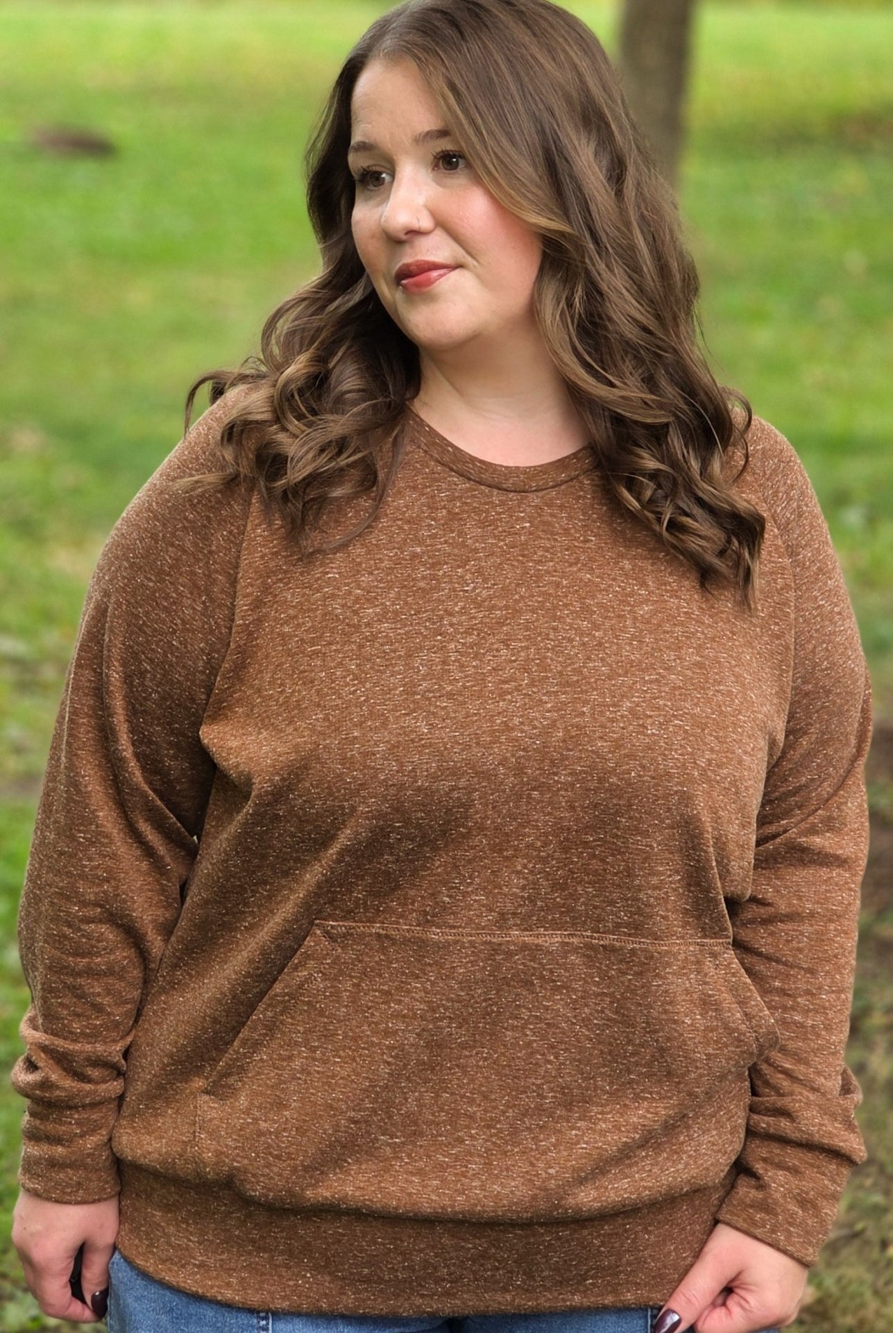 Polartec, Heathered - Brown, Flat Back, Brushed Rib Fabric - Boho Fabrics - Rib Solid, Knit Fabric