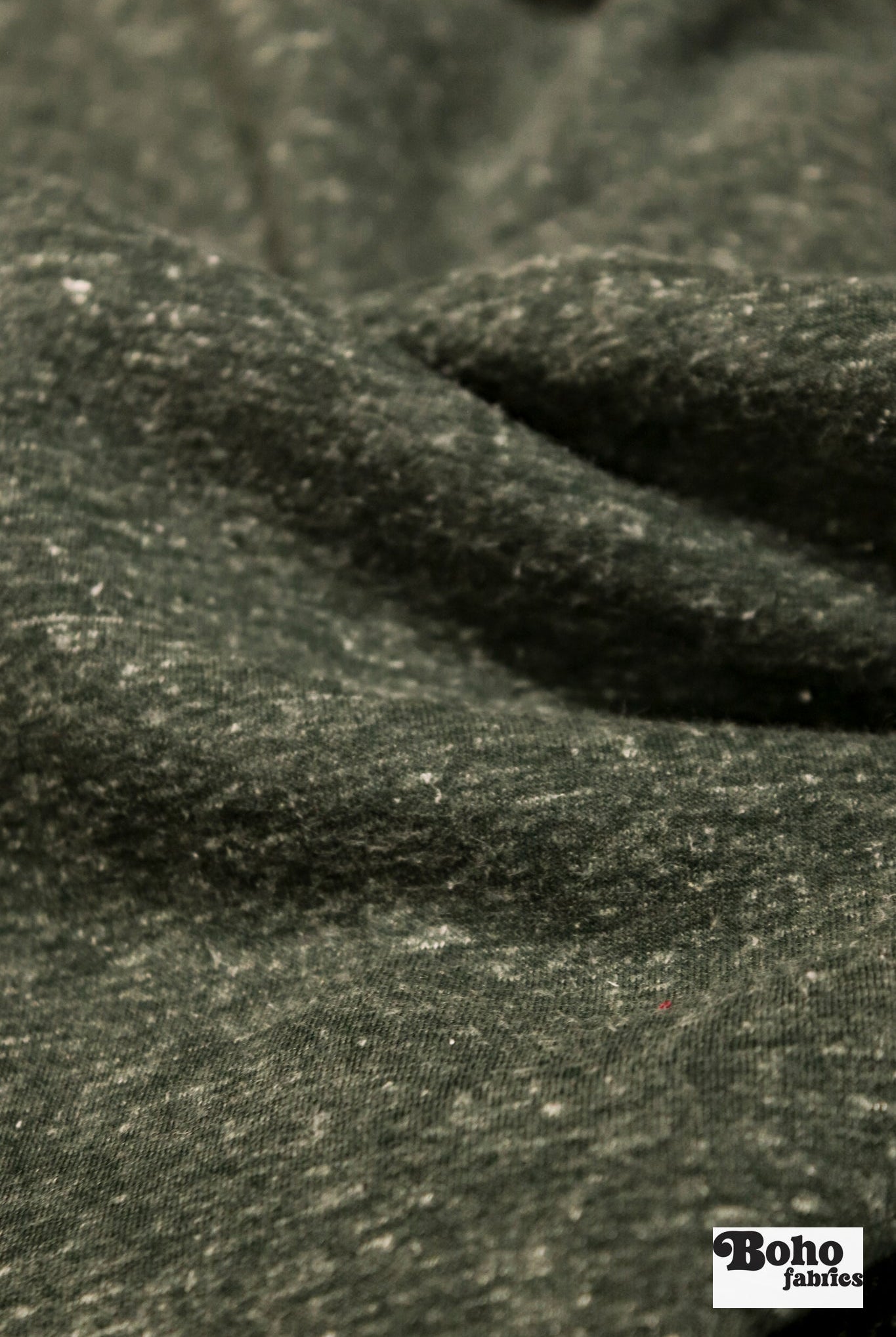 Polartec, Heathered - Hunter Green, Flat Back, Brushed Rib Fabric - Boho Fabrics - Rib Solid, Knit Fabric