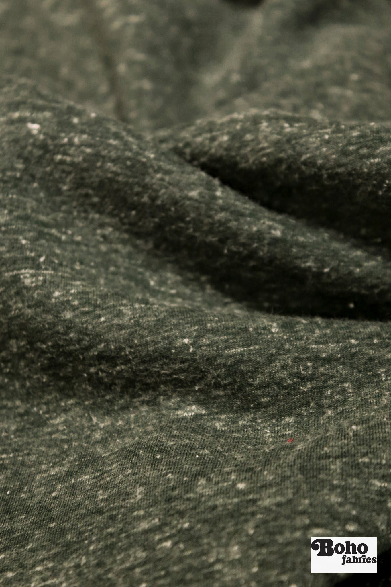 Polartec, Heathered - Hunter Green, Flat Back, Brushed Rib Fabric - Boho Fabrics - Rib Solid, Knit Fabric