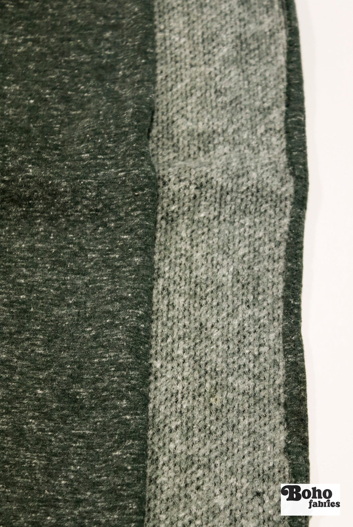Polartec, Heathered - Hunter Green, Flat Back, Brushed Rib Fabric - Boho Fabrics - Rib Solid, Knit Fabric