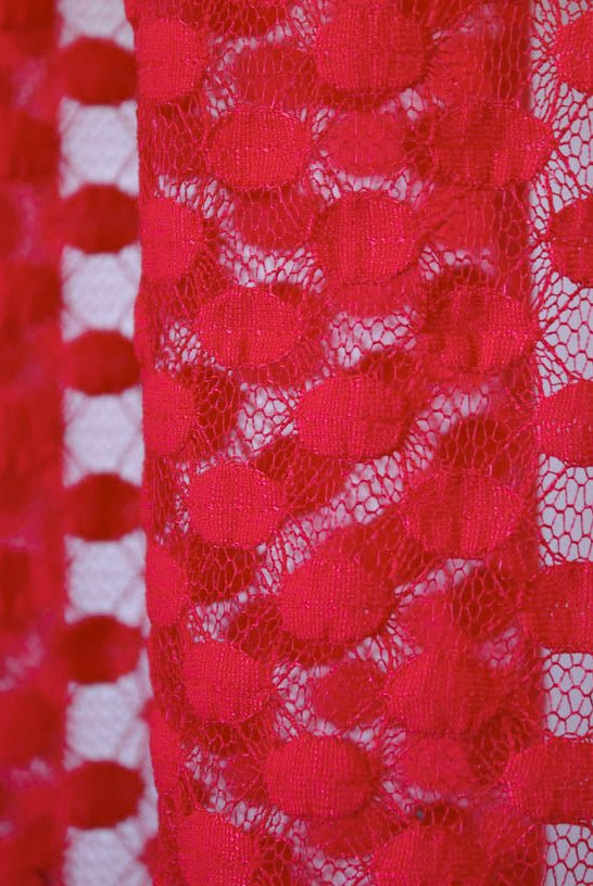 Polka Dot in Red. Stretch Lace. SL-107-RED - Boho Fabrics